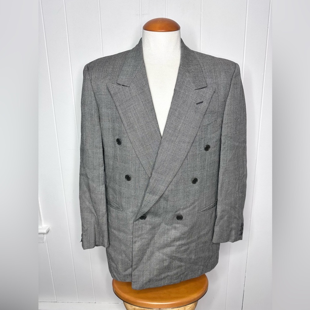 Pal Zileri Double Breasted Herringbone Checkered Blazer